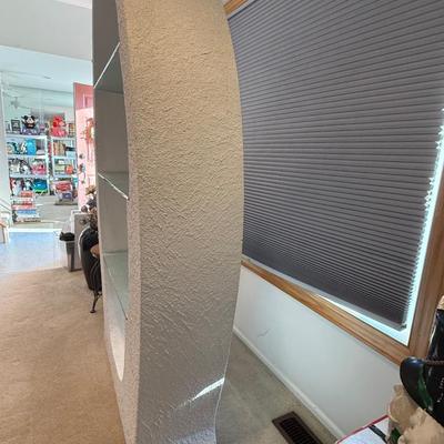 LOT 202B: 1980s Postmodern Sculpted White Stucco & Glass Shelf