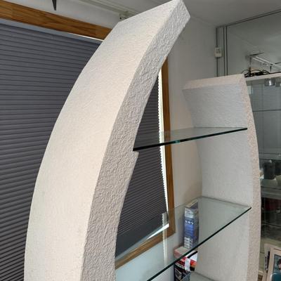 LOT 202B: 1980s Postmodern Sculpted White Stucco & Glass Shelf