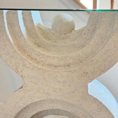 LOT 203B: 1980s Postmodern Sculpted White Stucco Glass Top Table