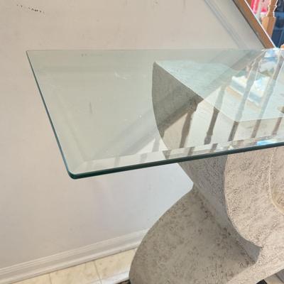 LOT 203B: 1980s Postmodern Sculpted White Stucco Glass Top Table