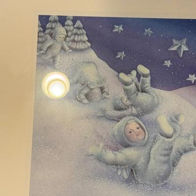 LOT 205B: Department 56 Snowbabies Collection: Framed Print & Mirrored Display Shelf