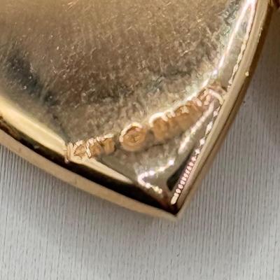 LOT 208J: 14k Gold Disney Mickey & Minnie Mouse Heart Locket Pendant on 16” 14k Gold Chain (4.7g)