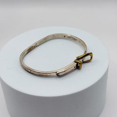 LOT 209J: 925 Taxco Mexico Sterling Silver Belt Buckle Hinged Bracelets (72.3g)