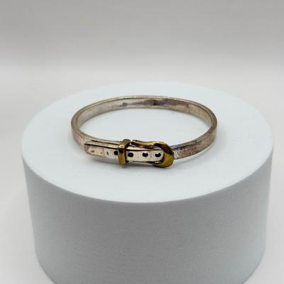 LOT 209J: 925 Taxco Mexico Sterling Silver Belt Buckle Hinged Bracelets (72.3g)