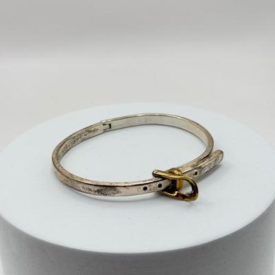 LOT 209J: 925 Taxco Mexico Sterling Silver Belt Buckle Hinged Bracelets (72.3g)