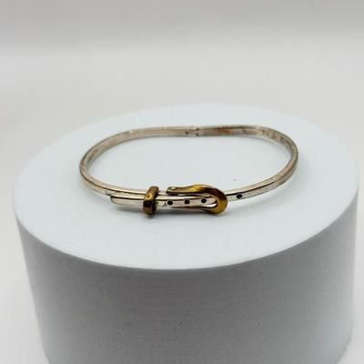 LOT 209J: 925 Taxco Mexico Sterling Silver Belt Buckle Hinged Bracelets (72.3g)