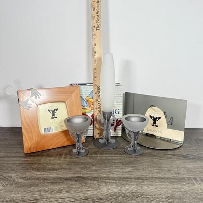 LOT 212B: Disney x Target Mickey Mouse 4x4 Photo Frame, Votives, Bookends & Bud Vase w/ The Little Big Book of Disney