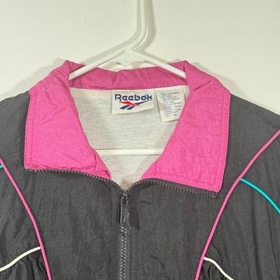 LOT 213B: Guess Fuzzy Pink Lined Jacket (XL) & Reebok Windbreaker (M)