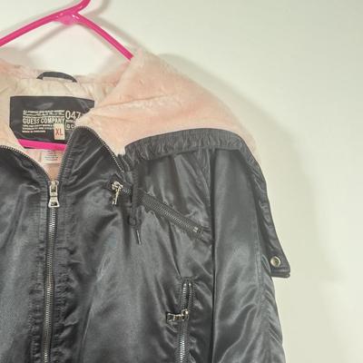 LOT 213B: Guess Fuzzy Pink Lined Jacket (XL) & Reebok Windbreaker (M)