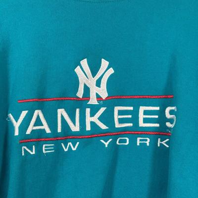 LOT 214A: 2XL Roca Wear Letter Jacket & Size Large NY Yankees Crew Neck Sweatshirt