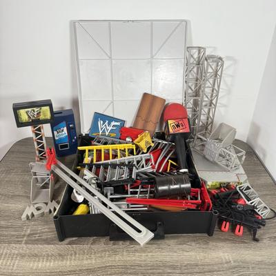 LOT 217A: WWF Attitude & WCW NWO Wrestling Toys & Stage Accessories