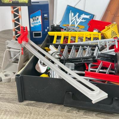 LOT 217A: WWF Attitude & WCW NWO Wrestling Toys & Stage Accessories