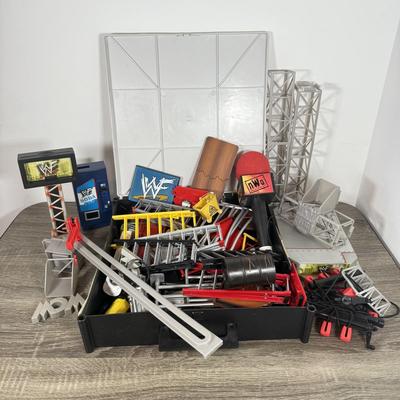 LOT 217A: WWF Attitude & WCW NWO Wrestling Toys & Stage Accessories