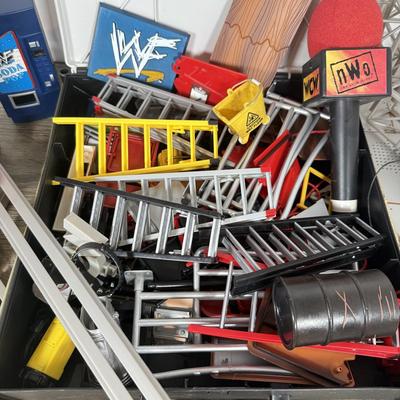 LOT 217A: WWF Attitude & WCW NWO Wrestling Toys & Stage Accessories