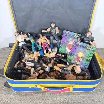 LOT 218B: Cool Kids Suitcase Full of a Variety of 1990s/Early 2000s Wrestling Action Figures