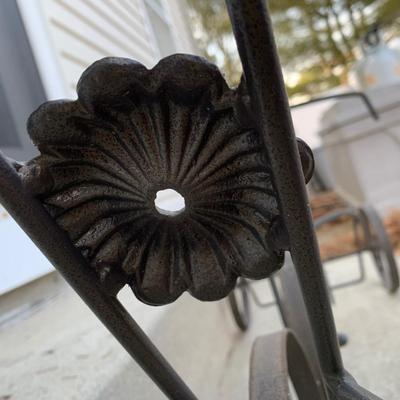 LOT 220 O: Wrought Iron Bicycle Plant Pot Holders & Hanging Plant Basket Lawn Decor