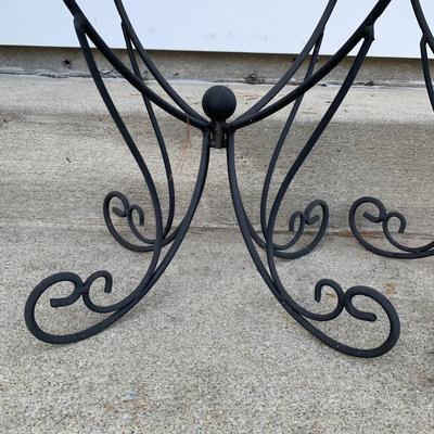 LOT 220 O: Wrought Iron Bicycle Plant Pot Holders & Hanging Plant Basket Lawn Decor