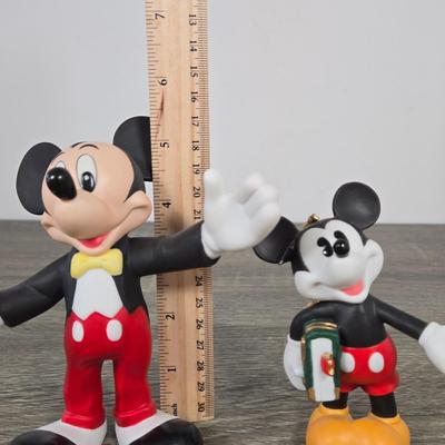 LOT 223B: Mickey Mouse Bobble Head with Original Box, Minnie Mouse Ceramic Figure , & Two Small Micky Mouse Figures