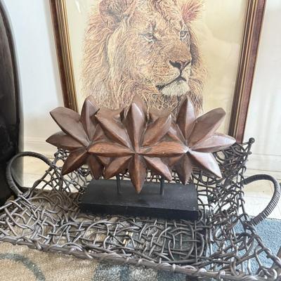 LOT 224B: Home Decor Collection: Large Haeger Vase, Vintage Phil Prentice Lion Print & More