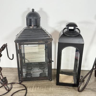 LOT 228L: Iron and Metal Home Decor: Lanterns & More