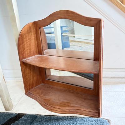 LOT 234A: Home Decor Collection: Disney Mirrored Display Shelf, Small Side Table & Miniature Sailboat Chair