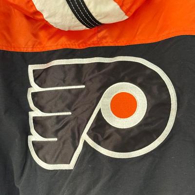 LOT 238L: NHL Hockey Center Ice Authentic Philadelphia Flyers Starter Jacket (Size: L)