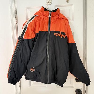 LOT 238L: NHL Hockey Center Ice Authentic Philadelphia Flyers Starter Jacket (Size: L)