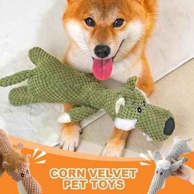 15" Large Gray Plush Cutie Elephant Corn Velvet Dog Toy w/Squeaker