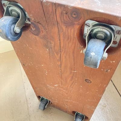 LOT 300: Rolling Wooden Boot Holder with Pair of Cowboy Boots