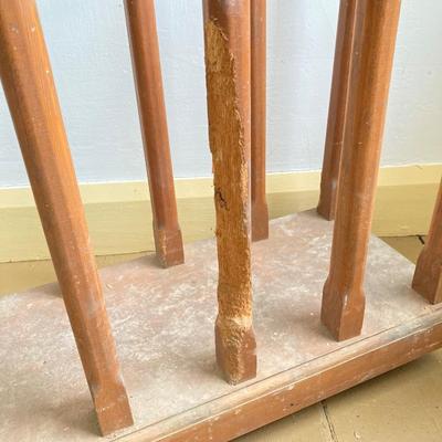 LOT 300: Rolling Wooden Boot Holder with Pair of Cowboy Boots