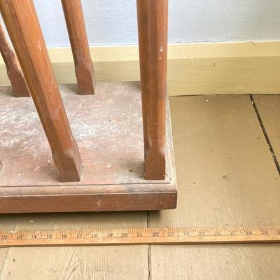 LOT 300: Rolling Wooden Boot Holder with Pair of Cowboy Boots