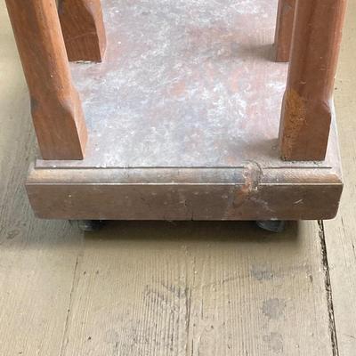 LOT 300: Rolling Wooden Boot Holder with Pair of Cowboy Boots