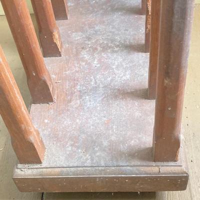 LOT 300: Rolling Wooden Boot Holder with Pair of Cowboy Boots