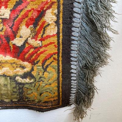 LOT 301: Antique / Vintage Dutch Tapestry with Pair of Wooden Shoes