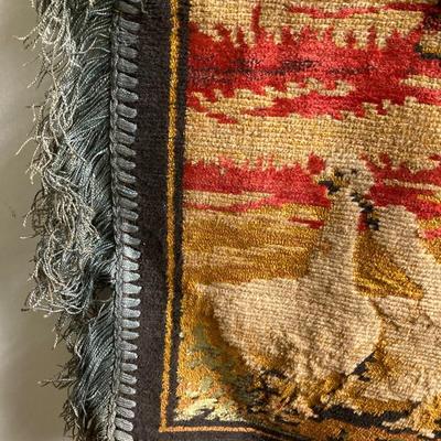 LOT 301: Antique / Vintage Dutch Tapestry with Pair of Wooden Shoes