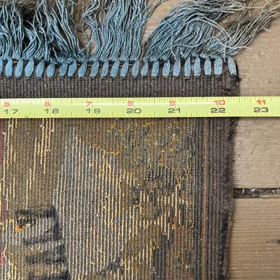 LOT 301: Antique / Vintage Dutch Tapestry with Pair of Wooden Shoes