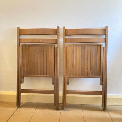 LOT 305: Four Vintage Wooden Folding Chairs