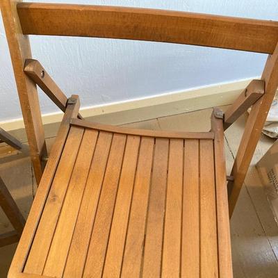 LOT 305: Four Vintage Wooden Folding Chairs