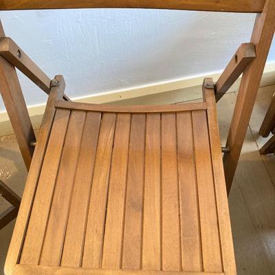 LOT 305: Four Vintage Wooden Folding Chairs
