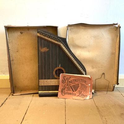 LOT 308: Antique / Vintage Columbia Zither (Auto Harp) Instrument and Instructions
