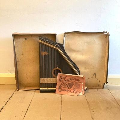 LOT 308: Antique / Vintage Columbia Zither (Auto Harp) Instrument and Instructions