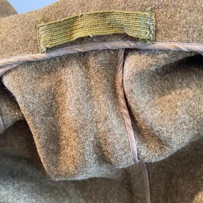 LOT 311: Vintage Associated Military Stores Olive Drab Double Breasted Military Coat with Military First Aid and Belt Kits