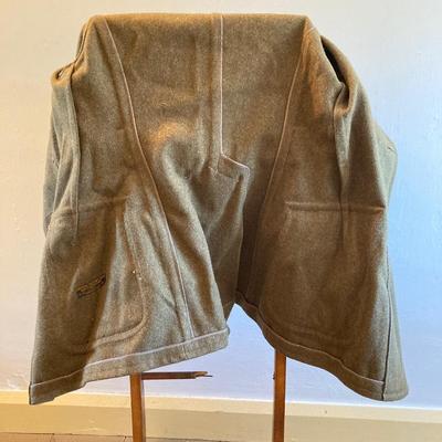 LOT 311: Vintage Associated Military Stores Olive Drab Double Breasted Military Coat with Military First Aid and Belt Kits
