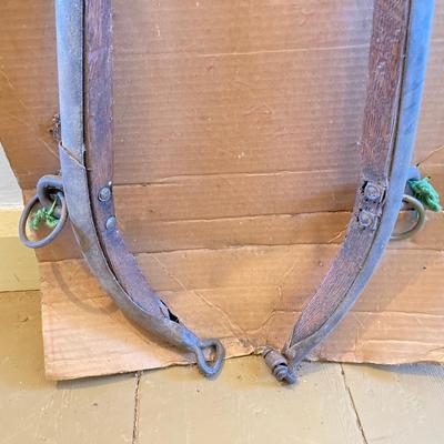 LOT 312: Pair of Vintage / Antique Metal and Wood Cow / Horse Yokes