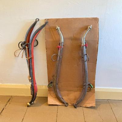 LOT 312: Pair of Vintage / Antique Metal and Wood Cow / Horse Yokes