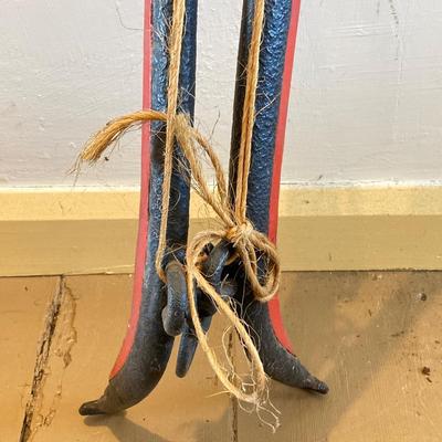 LOT 312: Pair of Vintage / Antique Metal and Wood Cow / Horse Yokes