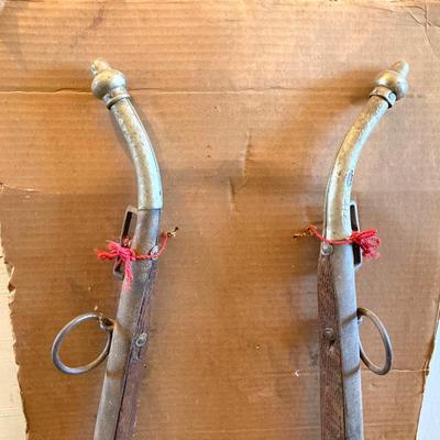 LOT 312: Pair of Vintage / Antique Metal and Wood Cow / Horse Yokes