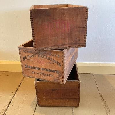 LOT 316: Three Vintage High Explosives / Dupont Wooden Boxes