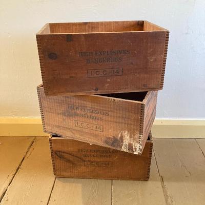 LOT 316: Three Vintage High Explosives / Dupont Wooden Boxes