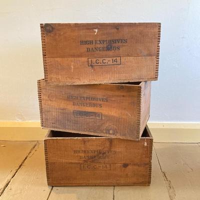 LOT 316: Three Vintage High Explosives / Dupont Wooden Boxes